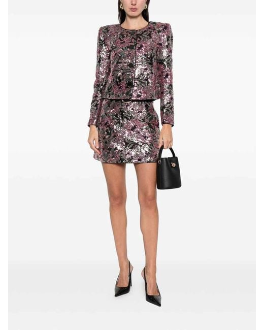 Self-Portrait Purple Floral Sequin Jacket