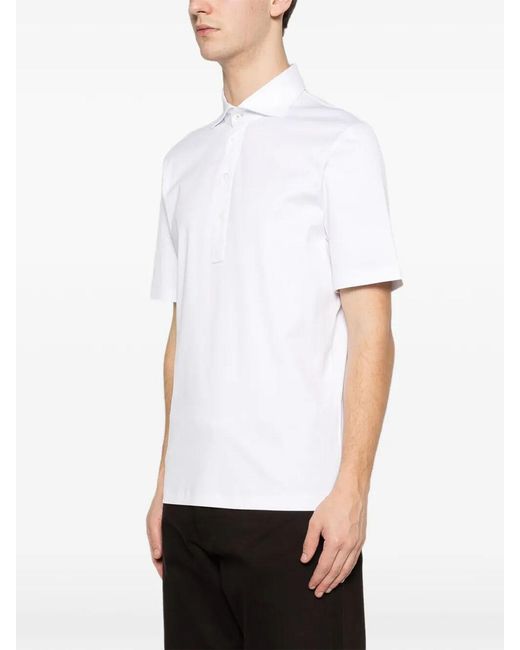 Brunello Cucinelli White Short Sleeve Polo for men