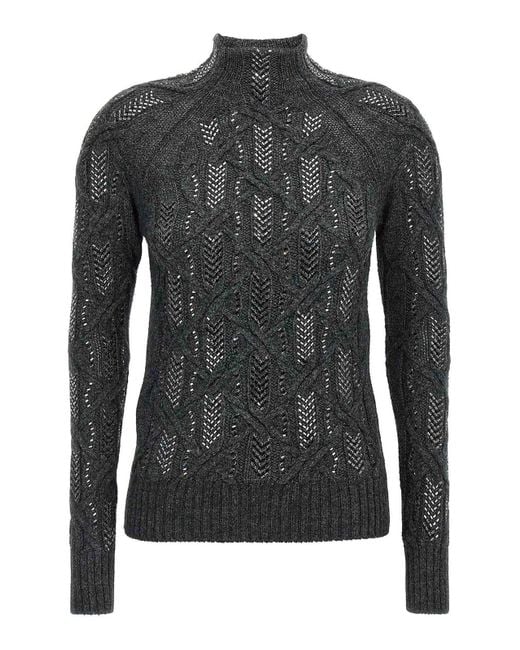 Ermanno Scervino Black Crystal Braid Sweater