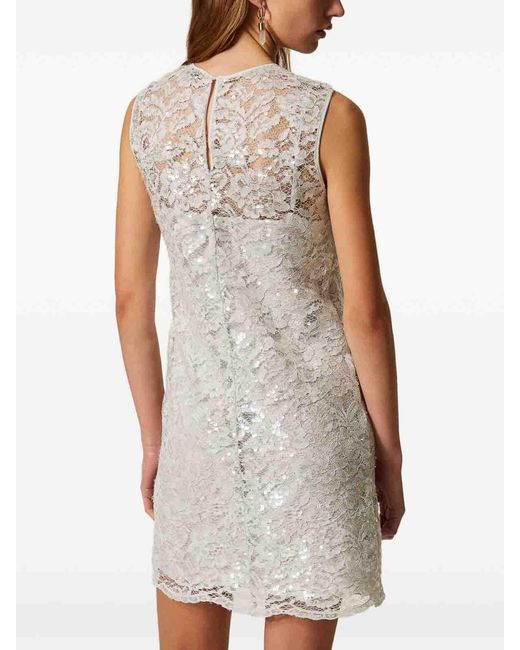 Twinset White Embroidered Mini Dress