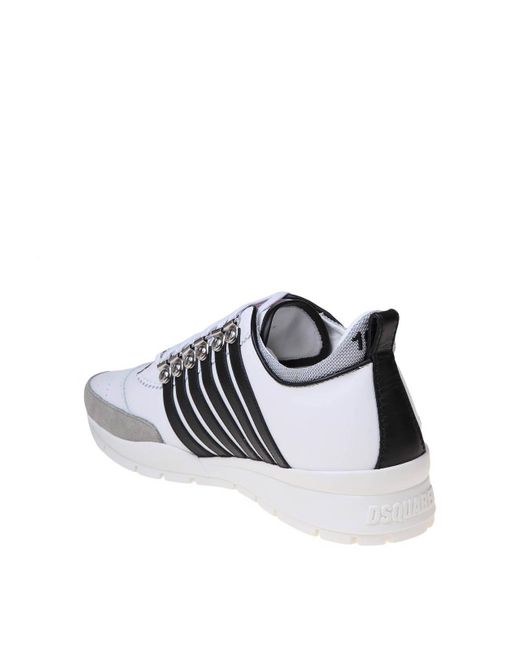 DSquared² White Legendary Sneakers In Black And Leather for men