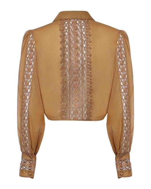 Charo Ruiz Brown Devi Cropped Shirt