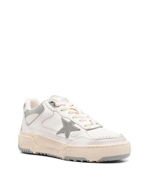 Golden Goose Deluxe Brand White Forty2 Leather And Fabric Sneakers