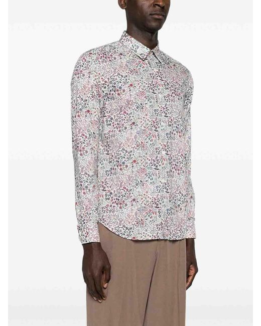 Paul Smith Multicolor Organic Cotton Floral Print Shirt for men
