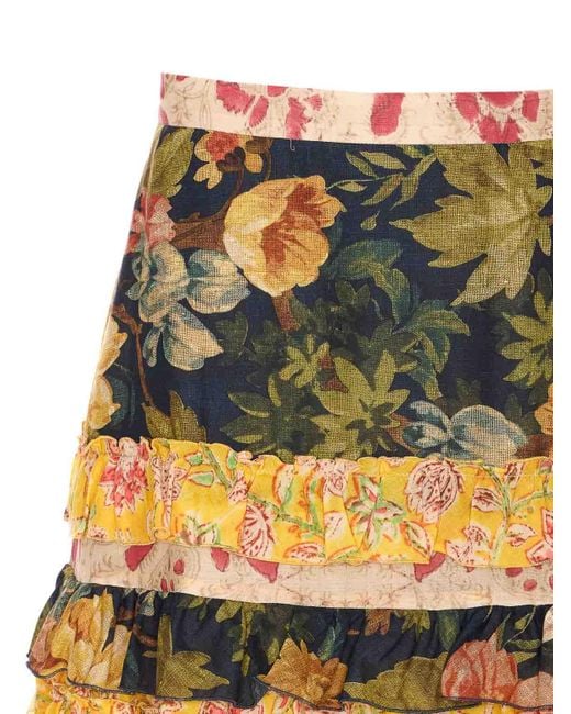 Valentino Garavani Yellow Apres Lhiver Macro Flower Skirt
