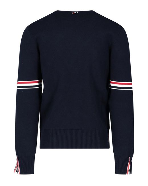 Thom Browne Blue Tricolour Detail Sweater for men