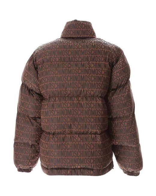 Moschino Brown Logo Duffle Coat for men