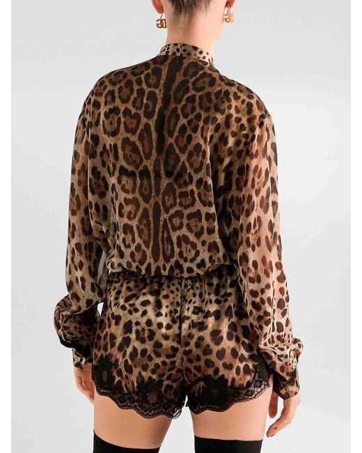 Dolce & Gabbana Brown Leopard-Print Shirt