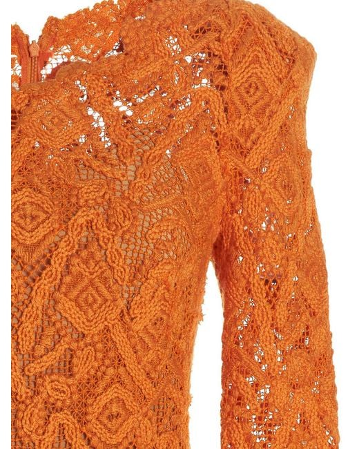 Ermanno Scervino Orange Macramé Lace Dress