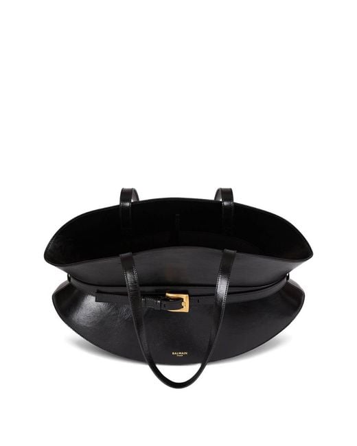 Balmain Black Shuffle Leather Shoulder Medium Bag