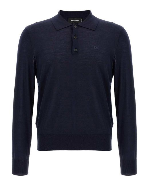 DSquared² Blue Logo Embroidery Polo Shirt