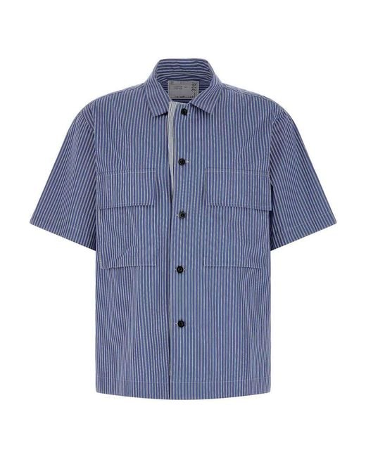 Sacai Blue Striped Shirt for men