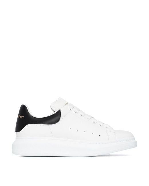 McQueen White Calfskin Leather Sneakers With Contrast Heel for men