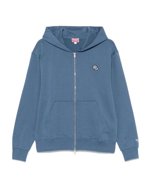 KENZO Blue Pop Crest Cotton Hoodie for men