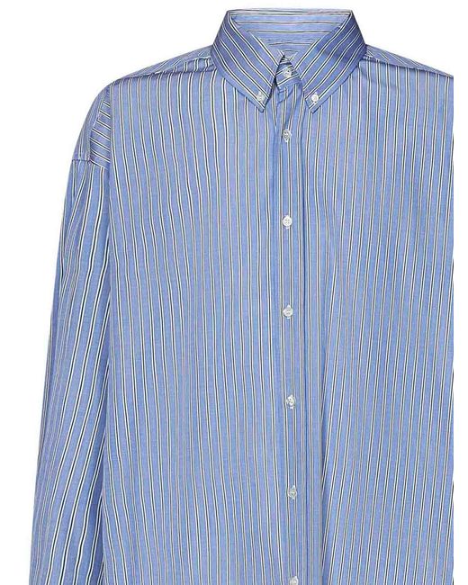 Maison Margiela Blue Long Oxford Shirt for men