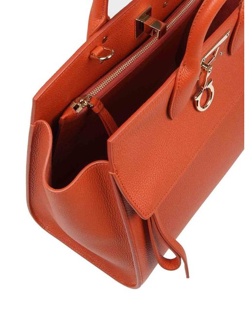 Ferragamo Orange Sof Leather Handbag