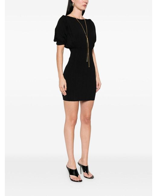 Elisabetta Franchi Black Belted Knit Mini Dress