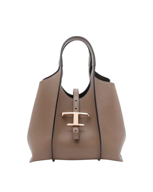 Tod's Brown Mini T Timeless Shopping Bag