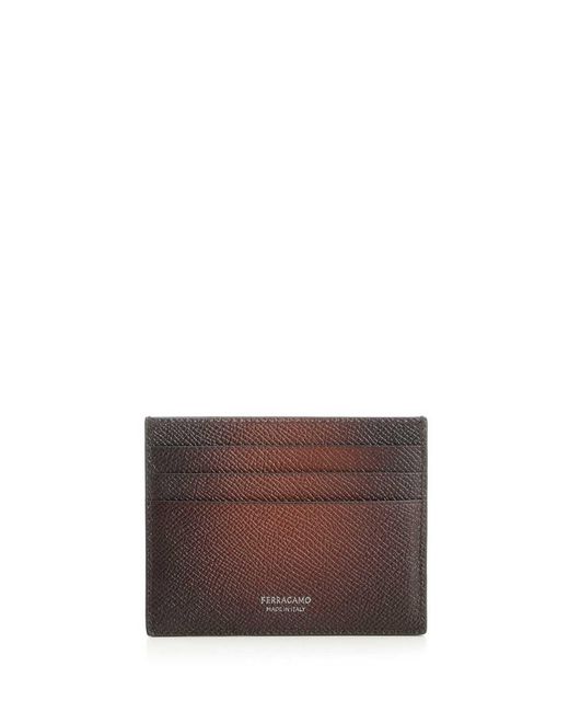 Ferragamo Brown Gancini Credit Card Holder for men