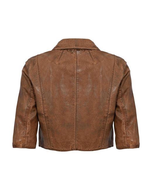 Leather Authority Brown Kiki Hand Crop Biker Jacket