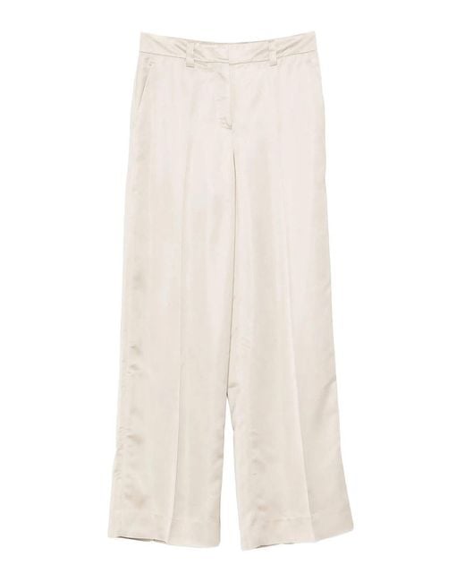 Incotex White Neera Wide-Leg Satin Trousers