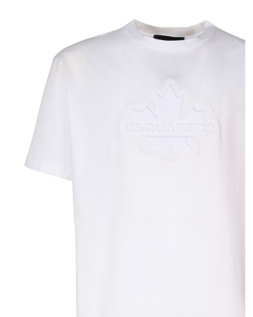 DSquared² White Leaf Skater Cotton T-shirt for men
