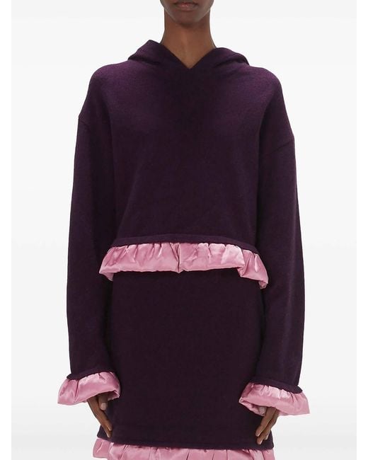 J.W. Anderson Purple Satin-Trimmed Cropped Hoodie
