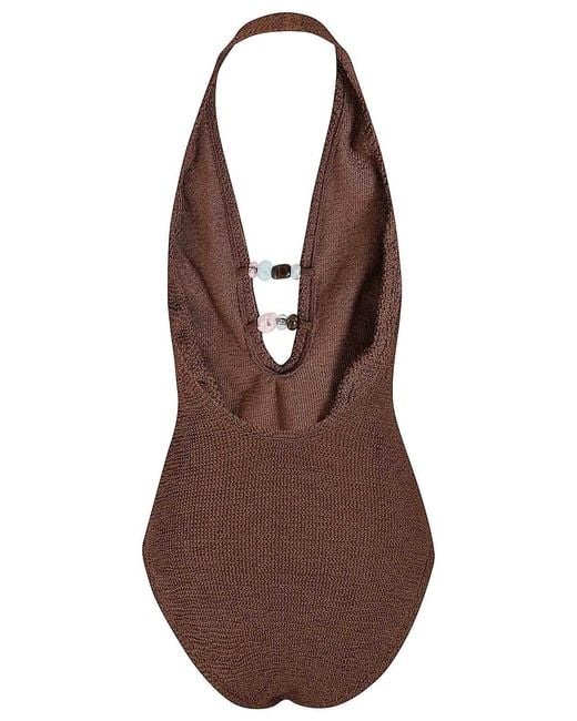 Hunza G Brown Adriana Beaded Swim