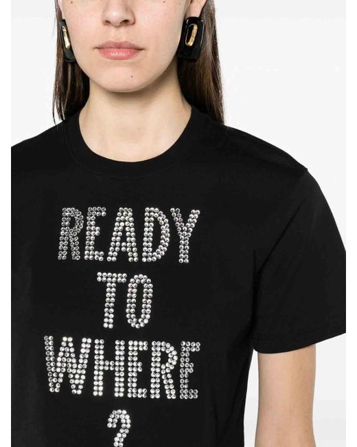 Moschino Black T-Shirt With Rhinestones