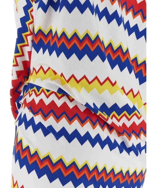 Missoni Blue Peplum Top With Vibrant Zigzag Pattern