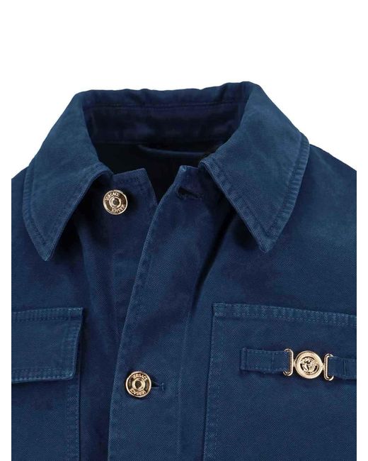Versace Blue Overdyed Canvas Carpenter Jacket for men