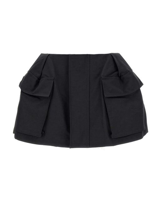 Sacai Black Cargo Zip Mini Shorts