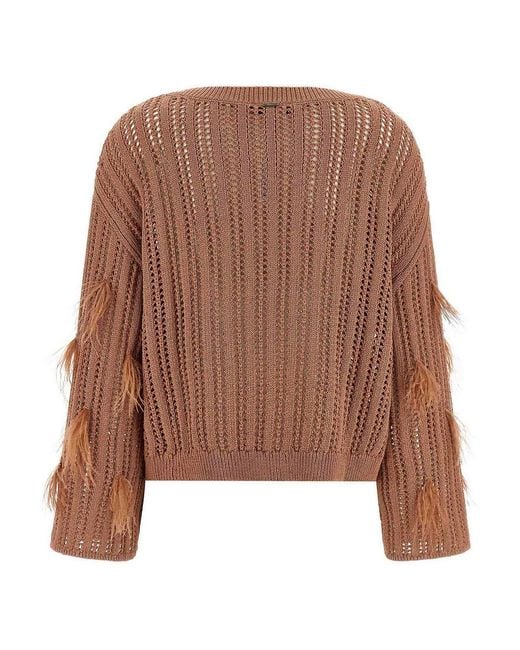 Twinset Brown Ostrich Feather Sweater