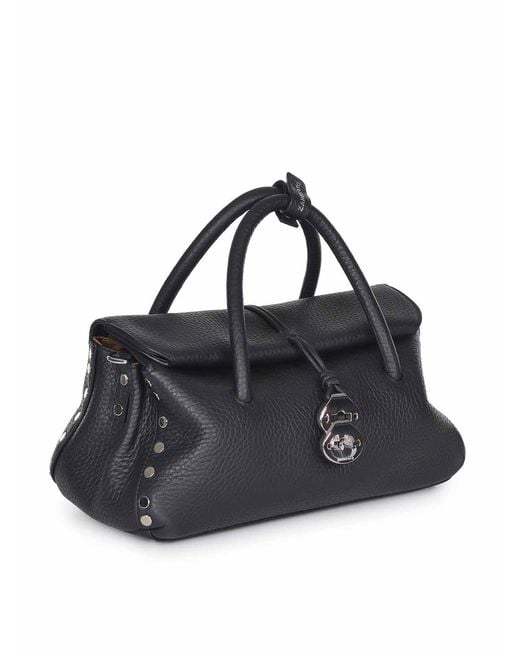 Zanellato Black Bag Made Of Hammered Leather