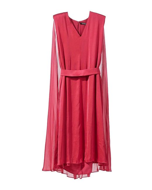 Karl Lagerfeld Red Midi Ceremony Cape Dress