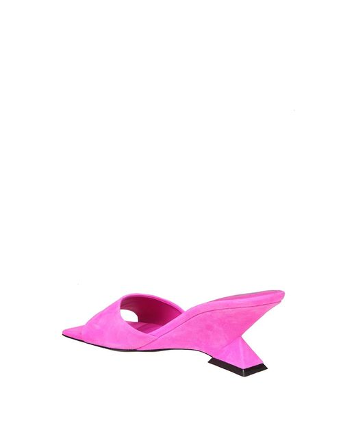 The Attico Pink Suede Cheope Sandalswith Wedge