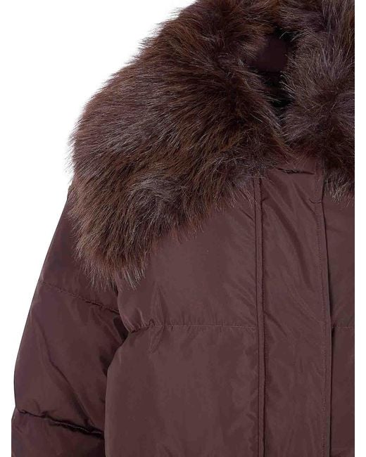 Twinset Purple Faux Fur Neck Coat