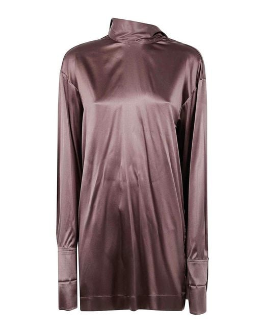 Dries Van Noten Purple Chaddy 2033 Strech Satin Shirt