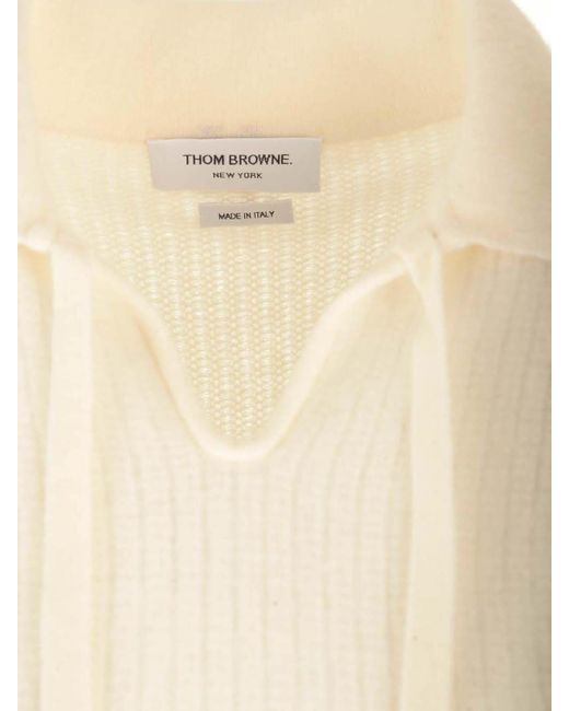 Thom Browne Natural Merino Wool Polo Shirt