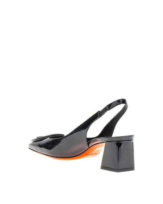 Santoni Black Lemon Slingbacks