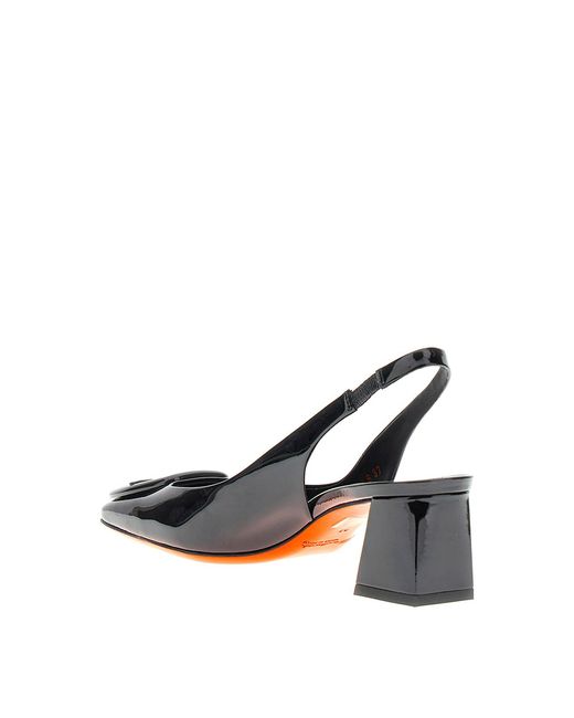 Santoni Black Lemon Slingbacks