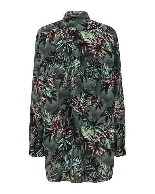 Rabanne Gray Oversized Forest Silk Shirt