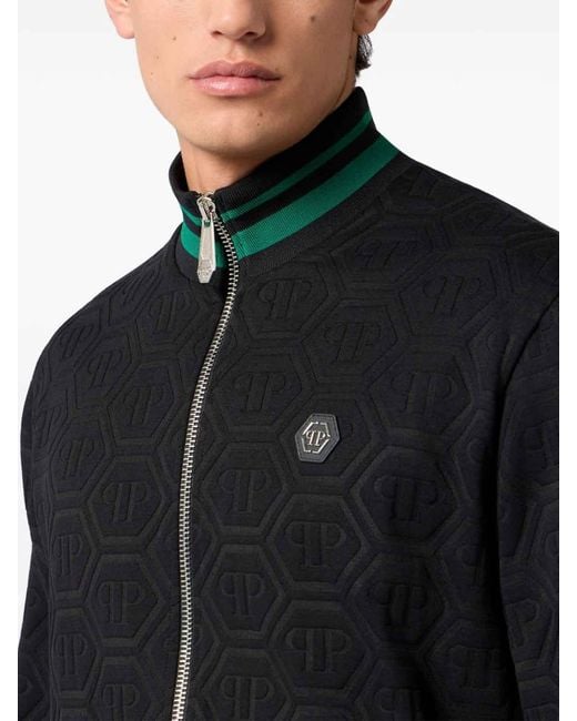 Philipp Plein Black Zip-Up Sweatshirt for men