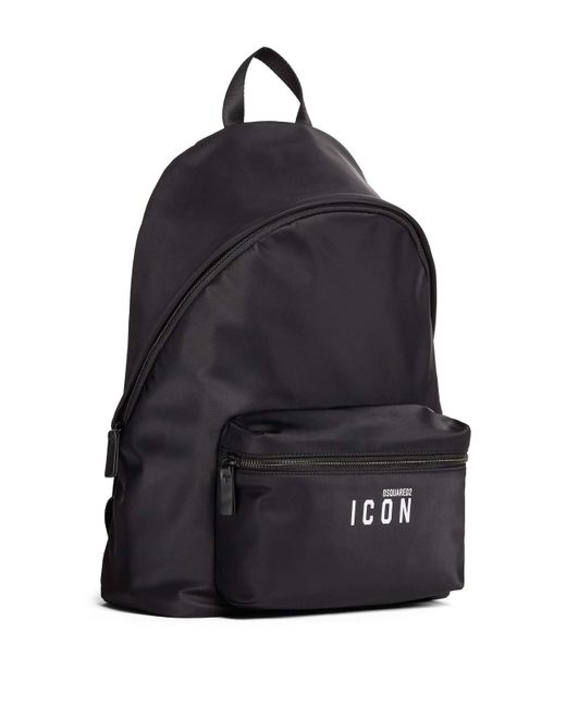 DSquared² Black Icon-Print Backpack for men