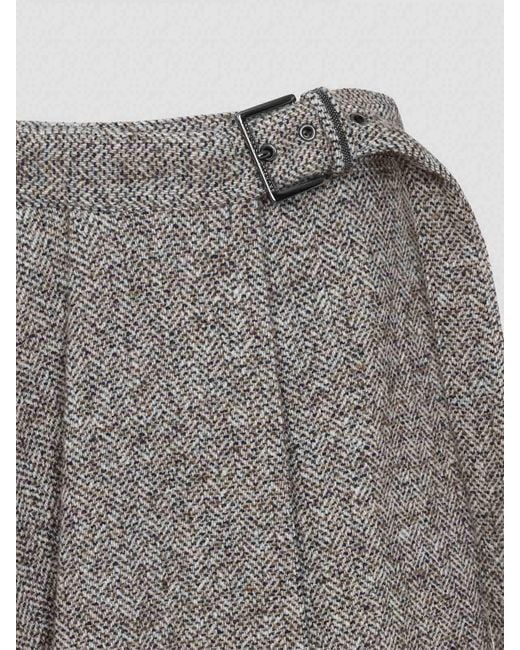 Brunello Cucinelli Gray Kilt Skirt