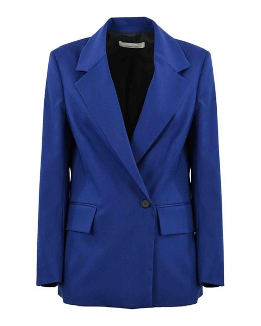 Liviana Conti Blue Double-breasted Blazer In Cool Wool