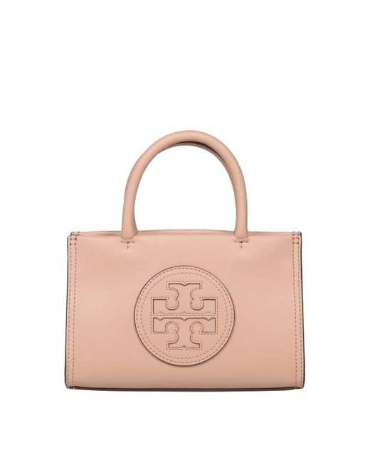 Tory Burch Pink Ella Leather Bag With Front Logo
