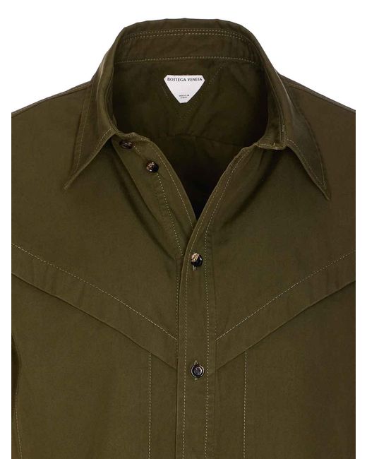 Bottega Veneta Green Cotton Twill Shirt for men