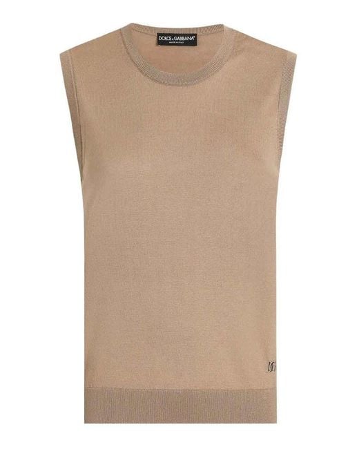 Dolce & Gabbana Natural Sleeveless Jumper Nocciola Chiaro 1