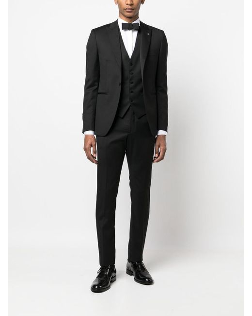 Tagliatore Black Three-Piece Tuxedo Suit for men